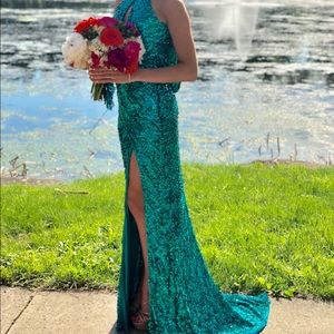 Green sequin Gown